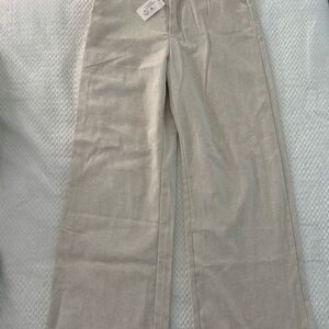 Beige Wide-Leg Pants